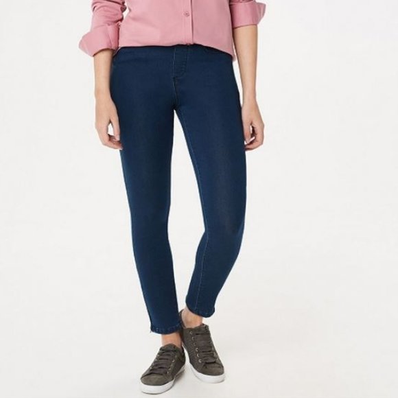 Martha Stewart Petite Knit Denim Ankle Jeans w/ Zipper Detail  10591 - Picture 1 of 3